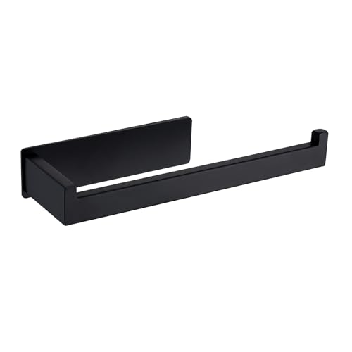 Wieonios Self-Adhesive Hand Towel Holder Matte Black, Premium Stainless Steel Rustproof Hand Towel Bar no Drilling for Bathroom, Kitchen, Washroom