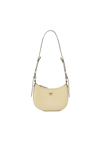 Pinko Bolso Half Moon, Amarillo Vainilla, 100% Piel, Cierre con Cremallera, Mono Mango Ajustable de Hombro, Galvánica Oro Antico, 19x10x5 cm