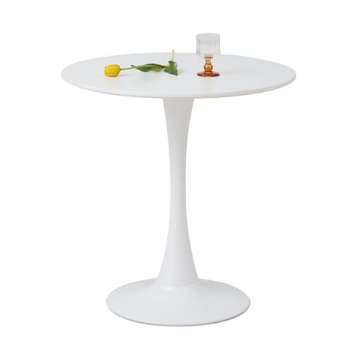 JZGORC Moderner Runder Esstisch, 70 cm Runder Esstisch, Geeignet für 2–4 Personen, Geeignet für Wohnzimmer, Esszimmer, Küche, Café – Weiß