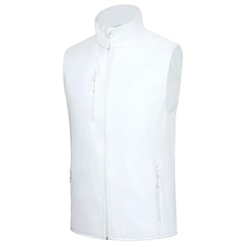 fit space Men's Softshell Vest with Zipper Pocket (White,3X-Large) Cover