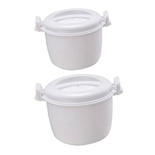 Cabilock 2Pcs Microwave Rice Cooker Food Grade Pot for Cooking Rice Vegetables Porridge and More Thickened Insulation Design Easy to Handle