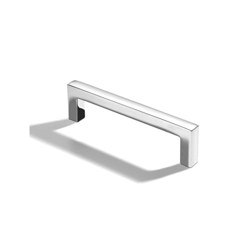 khtumeware 10 Pack 3-3/4 inch(96mm) Hole Center Polished Chrome Cabinet Pulls Solid Heavy-Duty Square Cabinet Handles Drawer Pulls Kitchen Cabinet Hardware Kitchen Handle