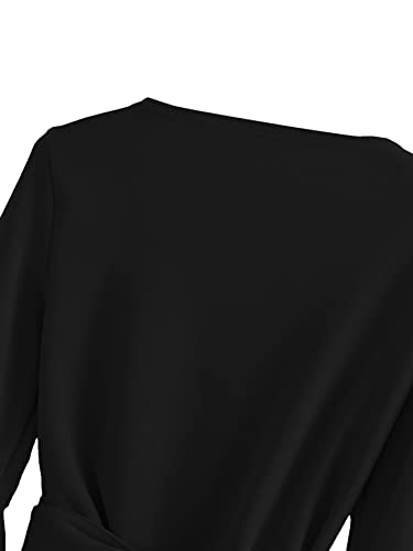 SweatyRocks Women's Long Sleeve V Neck Tie Knot Bandage Wrap Blouse Crop Top3