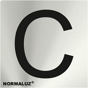 Normaluz Rd717139 - Señal Adhesiva Cuadrada Letra C Acero Inoxidable Adhesivo 0,8 Mm 5X5 Cm Con Cte, Ripci