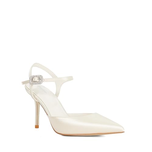 Dune London Ladies Wide Fit Celebrant Diamante Buckle Open Bridal Courts Size UK 6 Court Shoes Ivory