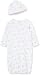 Little Me Baby Girls' 2-Piece Gown & Hat Set, White Print, 0-3 Months