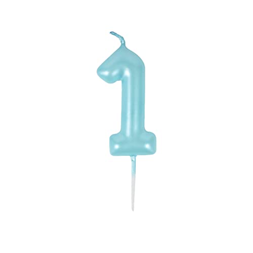 1 Año Velas Cumpleaños Azul Bebé Velas Cumpleaños Números 1 Cover