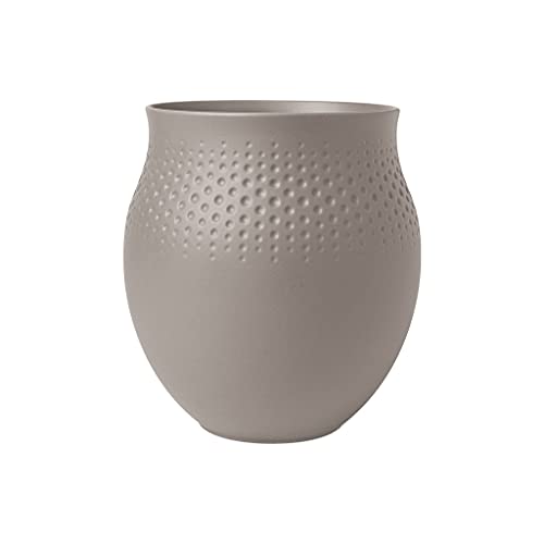 Villeroy & Boch - Manufacture Collier Taupe, Large vase Perle, 18 cm, Premium Porcelain, Taupe, Mole