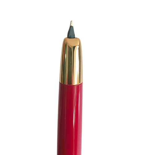 Image of GOLD LEAF Jinhao 20 Press Retractable Fountain Pen - Fine Nib with Converter - Plastic Body & Metal Clip - Multiple Colors - Smooth Writing Pen (No Ink Included) (Red (Gold Clip))