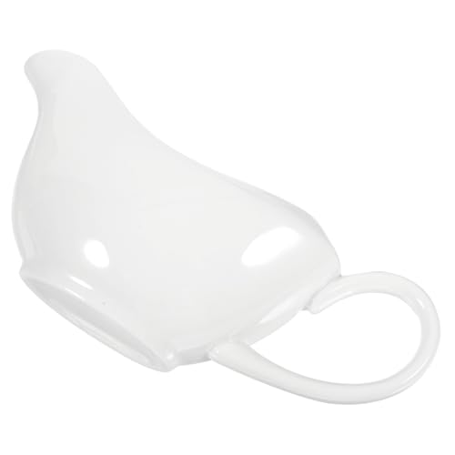 Cabilock Ceramic Gravy Boat with Handle Sauce Dispenser for Milk Soy Sauce and Condiments Dripless Pour Spout for Home Restaurant and Catering Use