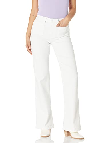 PAIGE Women's Leenah Patch Faux Welt Pockets High Rise Wide Leg in Crisp White