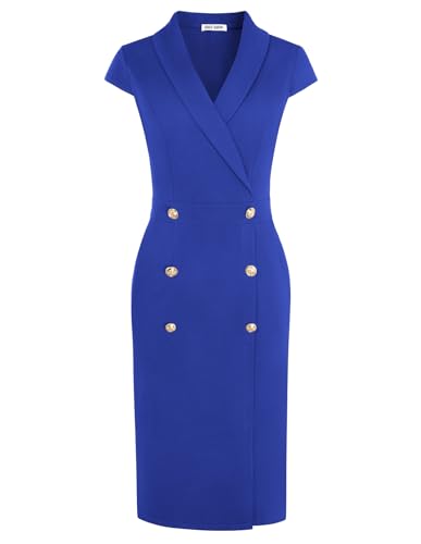 Image of GRACE KARIN Women Work Bodycon Dresses 2026,Business Office Midi Cap Sleeve Button Pencil Formal Outfits with Pockets