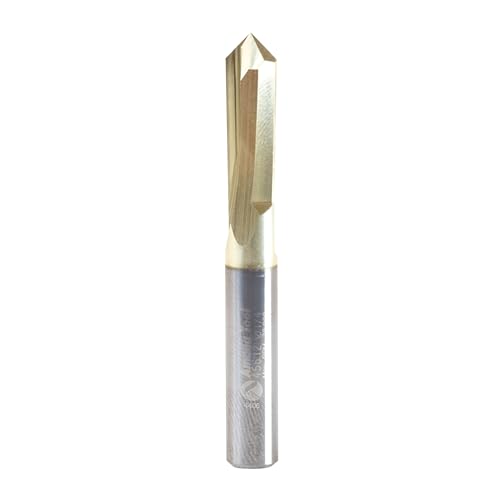 Amana Tool CNC Solid Carbide Zero-Point V-Groove and Engraving Router Bit, ZrN Coated, 45612, 90 Degree, 1/4 Dia x 3/4 CH x 1/4 Inch Shank