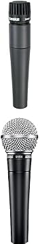 Shure SM57 Cardioid Dynamic Instrument Microphone with Pneumatic Shock Mount, A25D Mic Clip & SM58-LC Cardioid Dynamic Vocal Microphone with Pneumatic Shock Mount, Spherical Mesh Grille