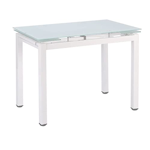 Noorsk Design Mesa de Cocina Extensible Perl - Medidas 100/140 x 60 x 76 cm. (Blanco-Blanco) Cover