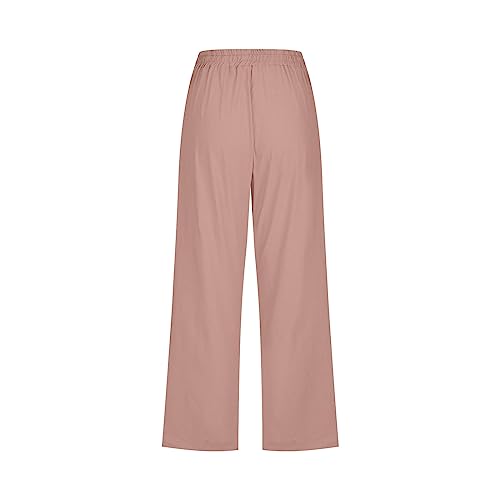 Linen Capri Pants for Women Summer Casual Capris Drawstring Waist Wide Leg Cropped Pant Plus Size Crop Trousers with Pocket4