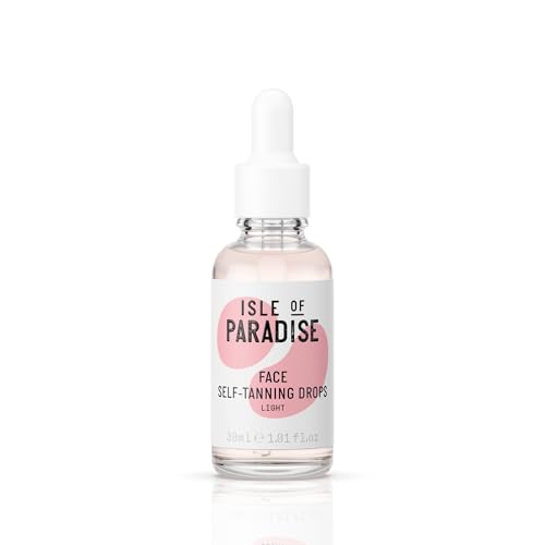 Isle of Paradise Self-Tanning Drops, Self Tanner For Face & Body, Customizable Glow, Vitamin C, Streak-Free Tan, No Orange Tone, Mix with Moisturizer, Vegan, 1.01 fl. oz/30 ml Bottle (Light)