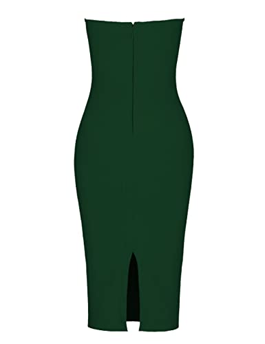 UONBOX Women's Strapless Elegant Tassel Tube Dress Bodycon Party Bandage Dress3