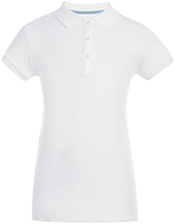 Tommy Hilfiger Big Short Sleeve Interlock Girls Fit Polo Shirt, Kids School Uniform Clothes, White, 12-14