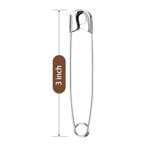 Image of 3 Inch Large Safety Pins 100 pcs Silver Pins Bulk | Heavy Duty for Clothes, Sewing, Craft
