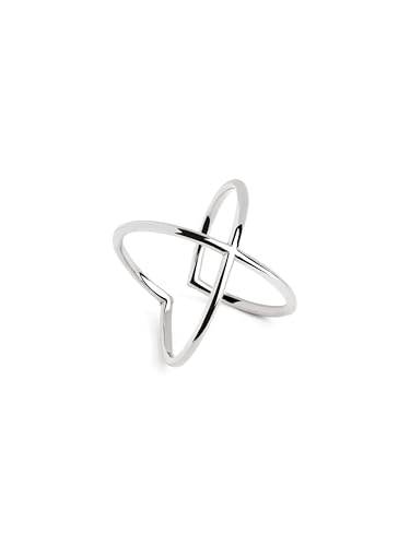 SINGULARU - Anillo 4Ever Plata. Ajustable. Plata de Ley 925 con Acabado Baño de Rodio Pulido Plata. Talla Unica. Joyas para Mujer