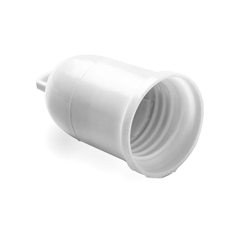 Portalámpara - portalámpara liso E27 en color blanco, ideal para bombillas de rosca. Fabricado en materiales duraderos. *