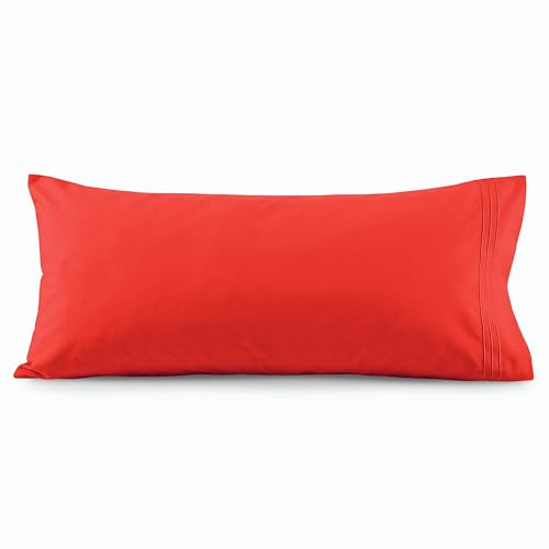 Image of Elegant Comfort Luxury Ultra-Soft 1-Piece Body Pillowcase - 1500 Premium Hotel Quality Microfiber Double Brushed - Wrinkle Resistant, Body Pillowcase Size, Red