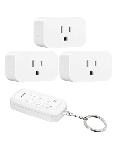 DEWENWILS Indoor Remote Control Outlet, Wireless Remote Outlets Switch, No Interference, 15A/1875W, 100FT RF Range, Compact Light Switch for Lamp, Fan, Christmas Decor, 3 Outlets FCC Listed