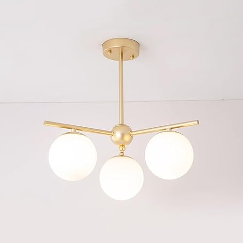 Lampe suspendue longue linéaire Spoutnik dorée anti-éblouissement en verre