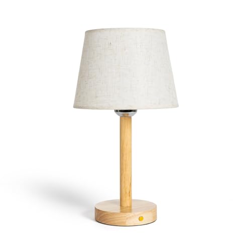 LEDKIA LIGHTING Lámpara de Mesa LED Pórtatil Madera con Batería USB Recargable Rowy Natural
