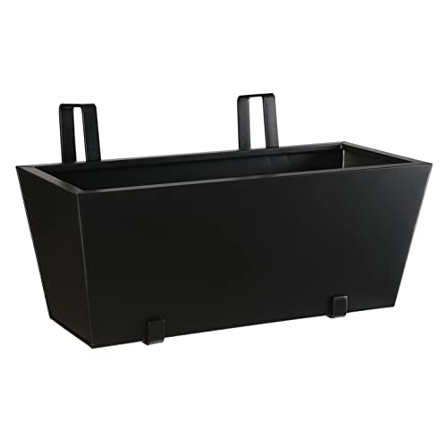 Birdrock Home 1Pk Metal Railing Planter - Black Balcony Flower Box - Deck Rail Boxes - House Apartment Plant Pot (1) #TOP6