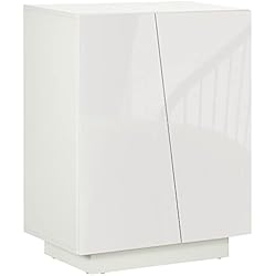 Estanteria Blanca Maison Du Monde HOMCOM Aparador de Salón Armario Auxiliar con 2 Puertas de Alto Brillo y Estantes Ajustables para Dormitorio Cocina Comedor Pasillo 70x40x88 cm Blanco