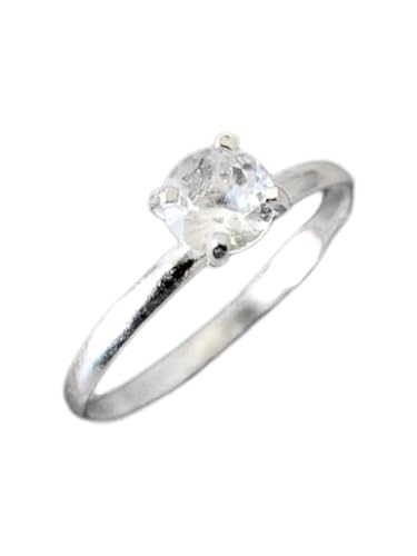 Anel Solit�rio Liso Prata 925 Pedra Brilhante Presente Namoro Noiva (14)