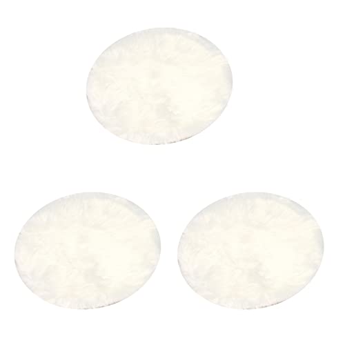 ISTOVO 3X Alfombra de Lana de Piel Sintetica de Oveja Alfombra 30 x 30 cm Estera Alfombra de Cojin Silla Pelo Suave Mullido (Redondo)