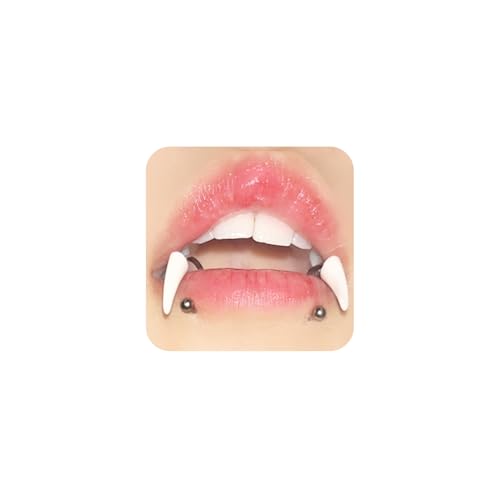 2Pc Piercing Lip Rings for Women Men Fake Wolf Teeth Personalized Fangs Lower Labret Trend Stainless Steel Snake Bite Piercing Lip Cuff Vampire Fangs Lip Cuff Piercings Jewelry Halloween Body Piercings Cosplay Lip Ring