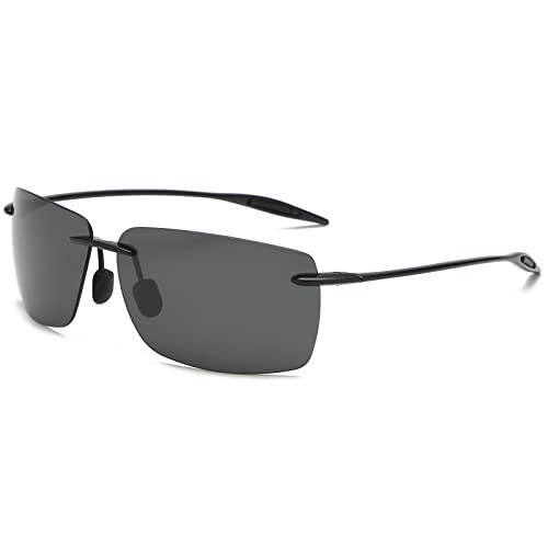 YIMI Mens Sunglasses Polarized Frameless z87 Safety Sun Glasses For Women UV400 Lightweight Anti-Glare Mirror Sunglasses