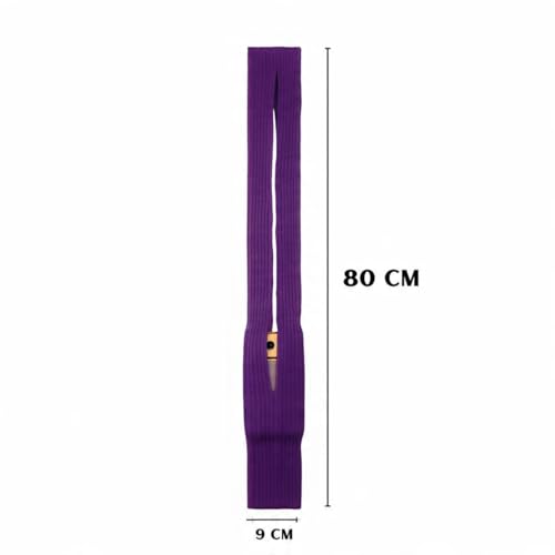 Image of iPhone Pocket features a singular 3D-knitted construction designed to fit any iPhone a beautiful way to wear and carry nitted Scarf with Contrast Stripe Detail, Unisex, (Purple) (Long)