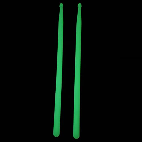 Baquetas para batería con punta de nailon, luminosas, color verde, 2 unidades, para bandas marciales y kits acústicos