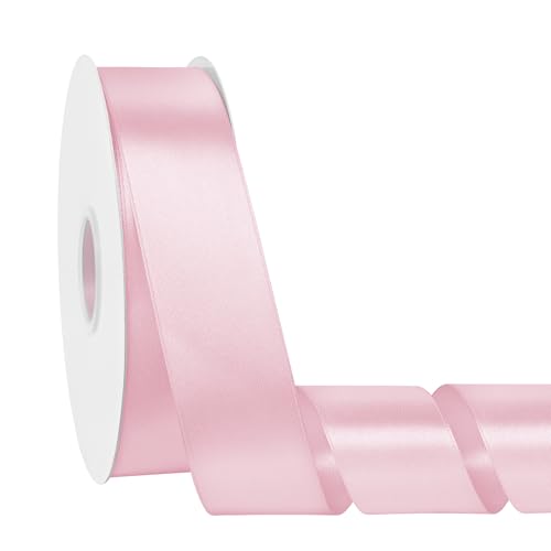 Simplegoal Double Face Pink Satin Ribbon 1-1/2 Inch X 100 Yards Polyester Pink Ribbons for Gift Wrapping Crafts Flower Bouquet Sewing Arts Wedding Party Decoration