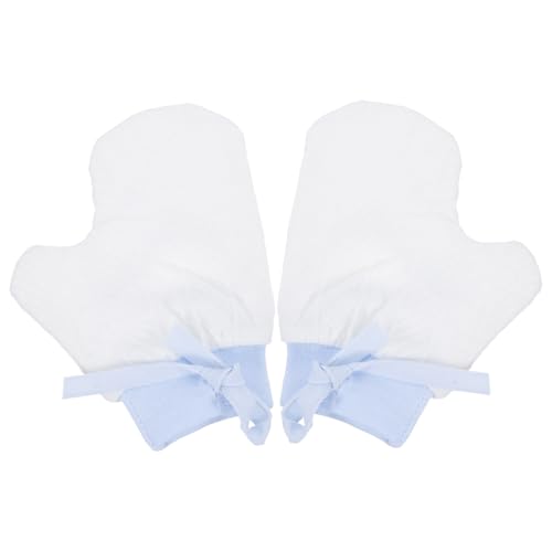Didiseaon 1 Pair Biting Finger Hand Babies Sleep Stop Newborn Scratch Warm Infants Mittens Finger Corrector Finger Protector Gloves Nylon Blue