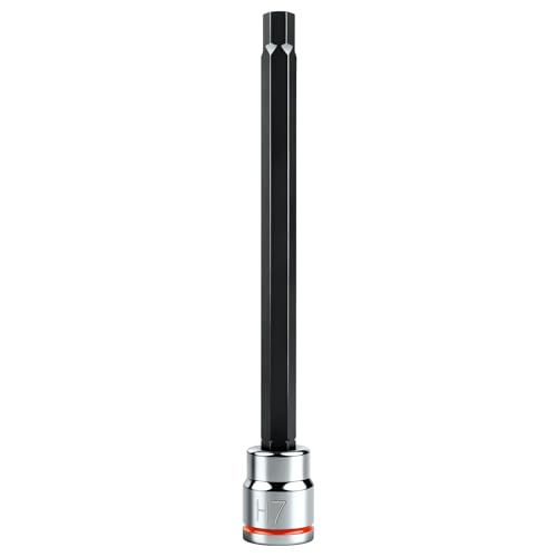 Image of 3 /8 Inch Drive Long Hex Bit Socket, H7, Full Polished, Premium CR-V & S2 Alloy Steel Head Made for Auto /Mechanical