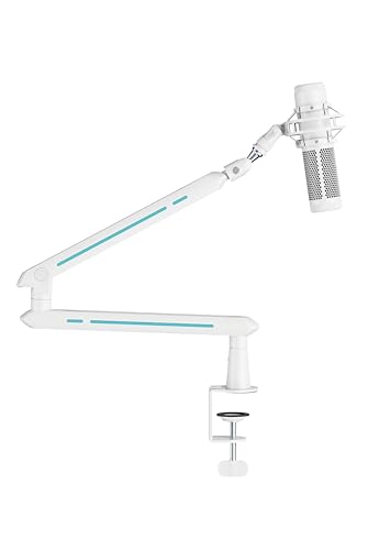 Alterzone ALZ-M5 ホワイト/ターコイズブルー マイクアーム マイクスタンド コンデンサー マイク用 ダイナミック ゲーミングマイク 配信 省スペース 耐荷重2kg 3/8"5/8"変換アダプター付き (ALZ-M5-W)