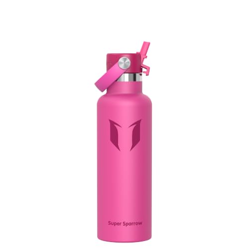 Super Sparrow Trinkflasche Edelstahl - Ultraleicht Thermobecher - 750ml - Standardmund Stroh-Deckel - BPA-Frei Thermoskanne, Thermosflasche fĂĽr Sport, Travel, Schule, Outdoor