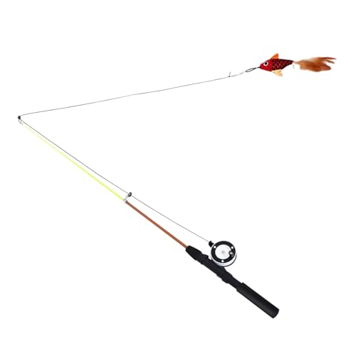 TOBBOMEY 猫のティーザー インタラクティブな子猫のおもちゃ プール イヌハッカのからかい杖 猫の棒遊び ねこティーザースティック マタタビ 子猫のからかい杖 猫からかいの杖 ぬいぐるみ 赤