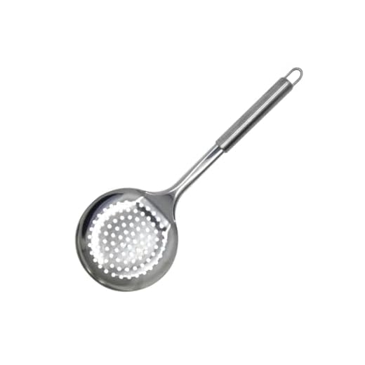 Fackelmann Elemental Keuken, keukengerei, schuimspaan van roestvrij staal, elegante schuimspaan met buisvormig handvat, 32,5 cm, 1 stuk