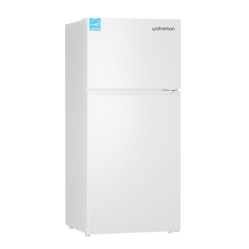 Upstreman 11.6 Cu.Ft. Double Door Fridge in Stainless Steel with Large Capacity Top Freezer, Auto Defrost, Adjustable Thermostat Control, Reversible Door Swing, ENERGY STAR