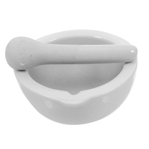 Alipis 1 Set Ceramic Seasoning Pestle and Pestle for Lab Seasoning Crush Pot Ceramic Grinding Bowl Mini and Pestle Mini Grinding Bowl Ceramics Beige