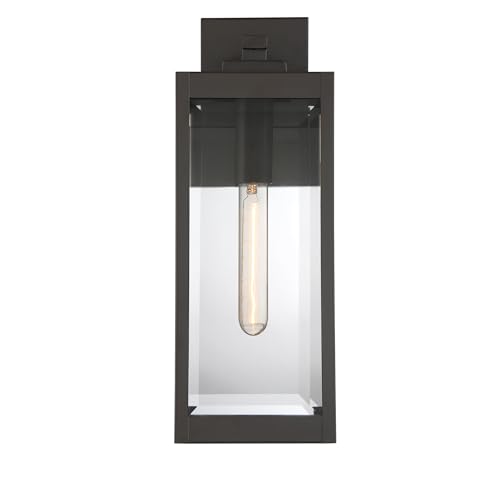 Image of Quoizel Westover 17 inch Outdoor Wall Lantern, Western Bronze | 1-Light, Clear Beveled Glass, E26 Base, ETL Wet Rated