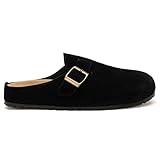 GLAMORA Zuecos Mujer Zapato Plano con Hebilla, Mocasín Cómodo con Plantilla Acolchada, Suela Antideslizante, Calzado Casual para Oficina y Diario, Estilo Urbano Elegante