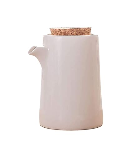 Juego de dispensador de aceite y vinagre de cerámica de 300 ml, botella de mesa para salsa de soja o vinagre de cerámica rosa para cocinar, elegante accesorio de cocina